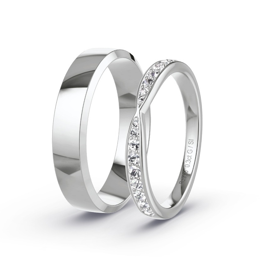 Wedding Rings Palladium - 0.29ct Diamonds - Model N°1064