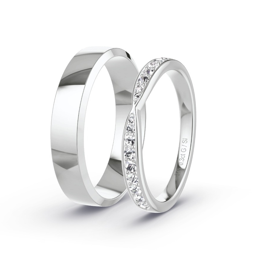 Wedding Rings White Gold - 0.29ct Diamonds - Model N°1064