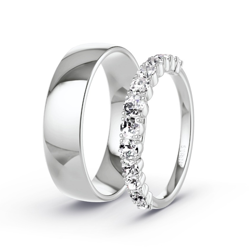 Wedding Rings White Gold - 0.74ct Diamonds - Model N°1066 Wedding Rings White Gold - 0.74ct Diamonds - Model N°1066