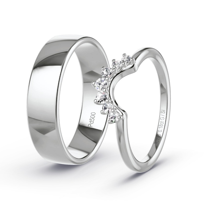 Wedding Rings Palladium - 0.18ct Diamonds - Model N°1067 Wedding Rings Palladium - 0.18ct Diamonds - Model N°1067