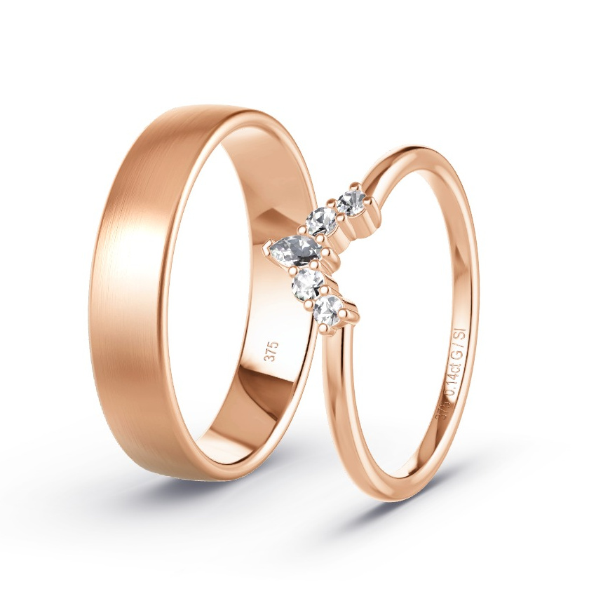Wedding Rings Rose Gold - 0.14ct Diamonds - Model N°1068 Wedding Rings Rose Gold - 0.14ct Diamonds - Model N°1068