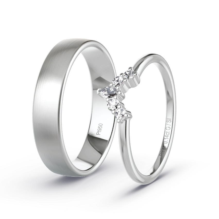 Wedding Rings Platinum - 0.14ct Diamonds - Model N°1068 Wedding Rings Platinum - 0.14ct Diamonds - Model N°1068