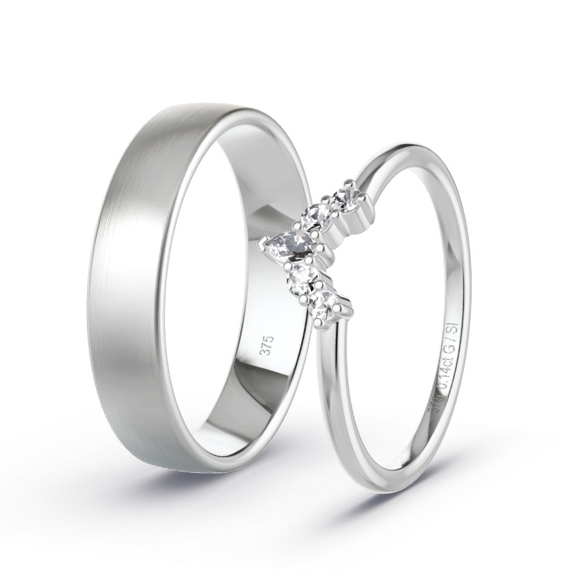Wedding Rings White Gold - 0.14ct Diamonds - Model N°1068 Wedding Rings White Gold - 0.14ct Diamonds - Model N°1068
