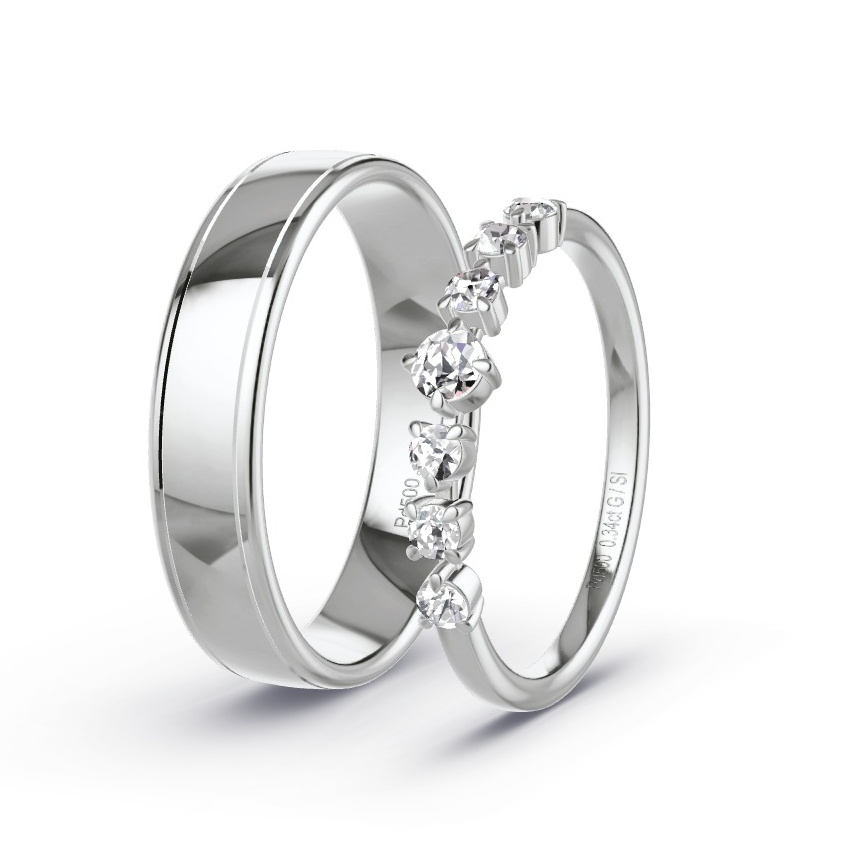 Wedding Rings Palladium - 0.34ct Diamonds - Model N°1072