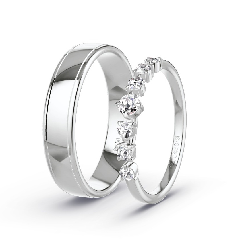 Wedding Rings Platinum - 0.34ct Diamonds - Model N°1072