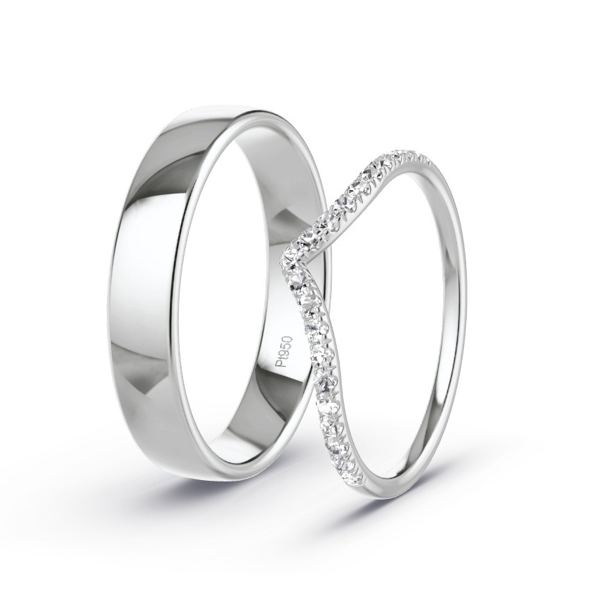 Wedding Rings Platinum - 0.21ct Diamonds - Model N°1073 Wedding Rings Platinum - 0.21ct Diamonds - Model N°1073