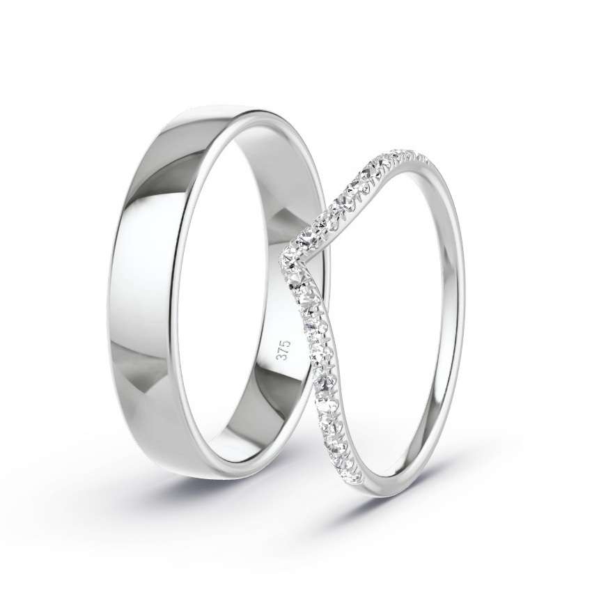Wedding Rings White Gold - 0.21ct Diamonds - Model N°1073 Wedding Rings White Gold - 0.21ct Diamonds - Model N°1073