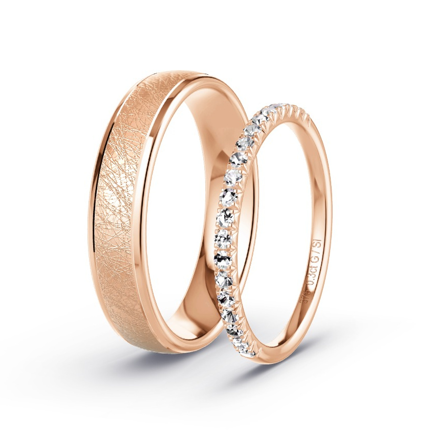 Wedding Rings Rose Gold - 0.30ct Diamonds - Model N°1077