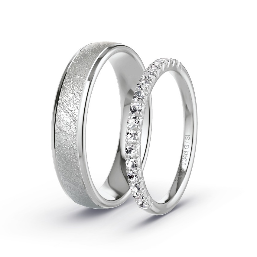 Wedding Rings Palladium - 0.34ct Diamonds - Model N°1078 Wedding Rings Palladium - 0.34ct Diamonds - Model N°1078