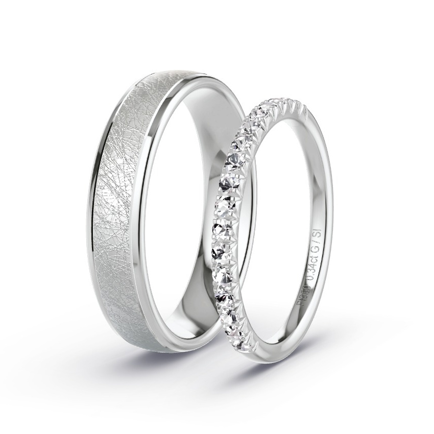 Wedding Rings Platinum - 0.34ct Diamonds - Model N°1078 Wedding Rings Platinum - 0.34ct Diamonds - Model N°1078