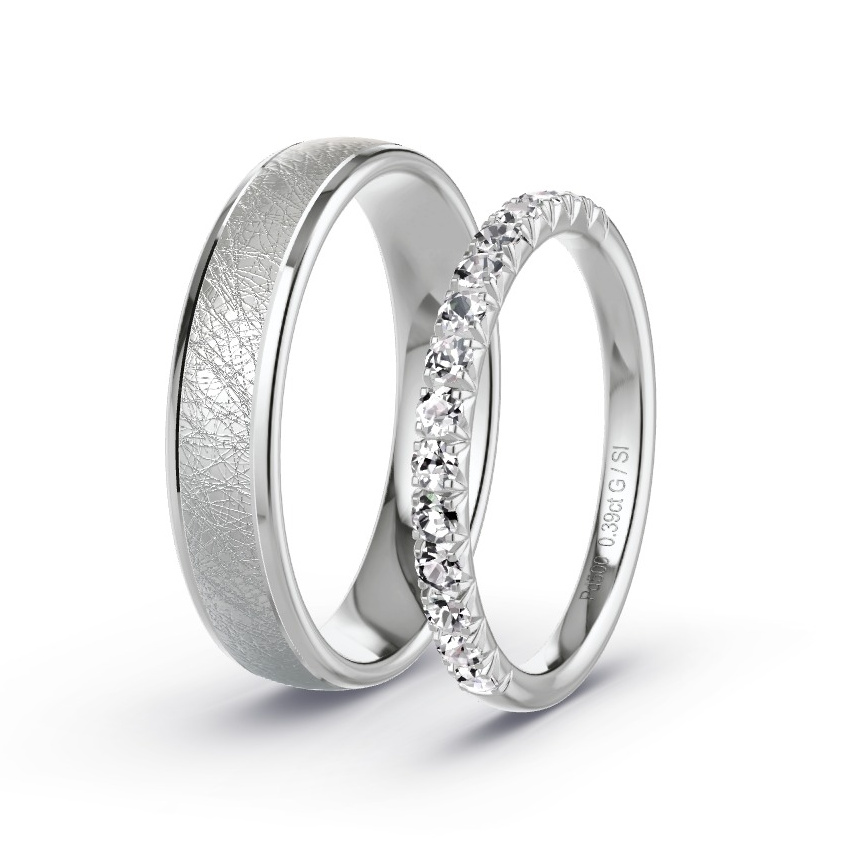 Wedding Rings Palladium - 0.39ct Diamonds - Model N°1079 Wedding Rings Palladium - 0.39ct Diamonds - Model N°1079
