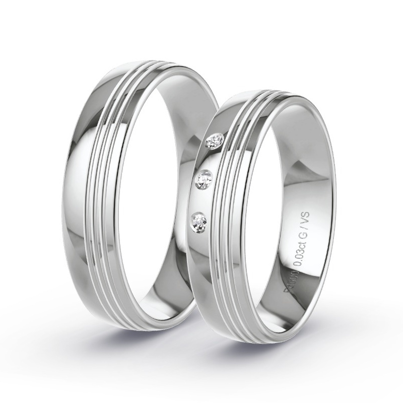 Wedding Rings Palladium - 0.03ct Diamonds - Model N°1101 Wedding Rings Palladium - 0.03ct Diamonds - Model N°1101