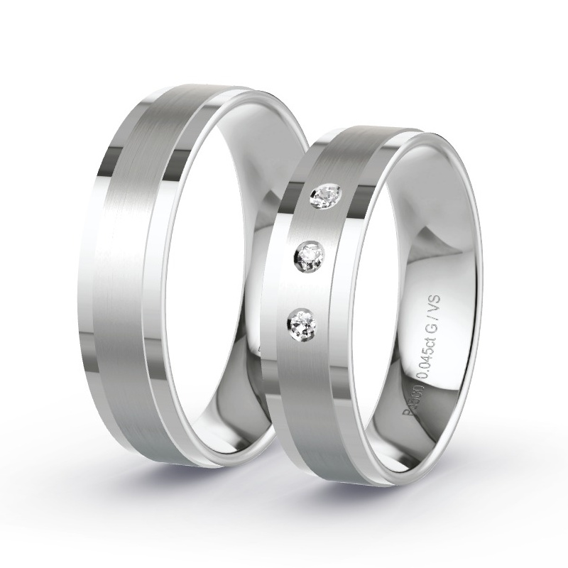 Wedding Rings Palladium - 0.045ct Diamonds - Model N°1102