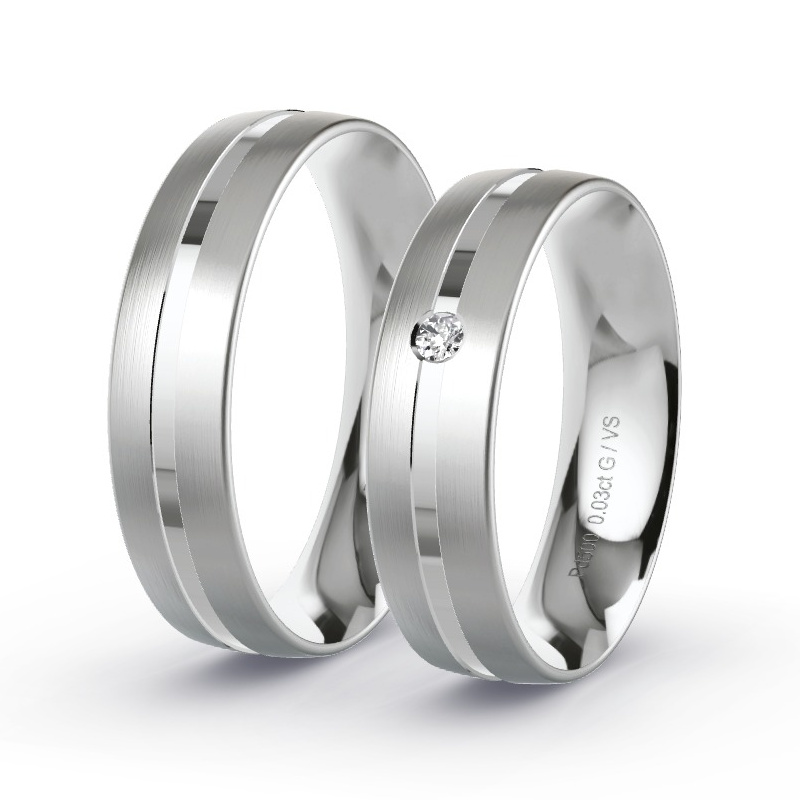 Wedding Rings Palladium - 0.03ct Diamonds - Model N°1103 Wedding Rings Palladium - 0.03ct Diamonds - Model N°1103