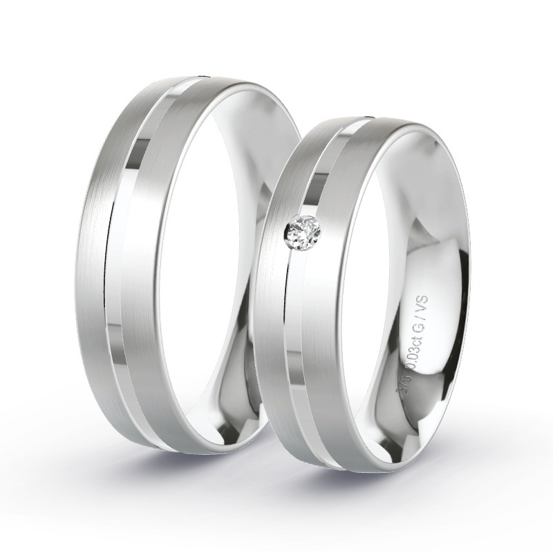 Wedding Rings White Gold - 0.03ct Diamonds - Model N°1103 Wedding Rings White Gold - 0.03ct Diamonds - Model N°1103