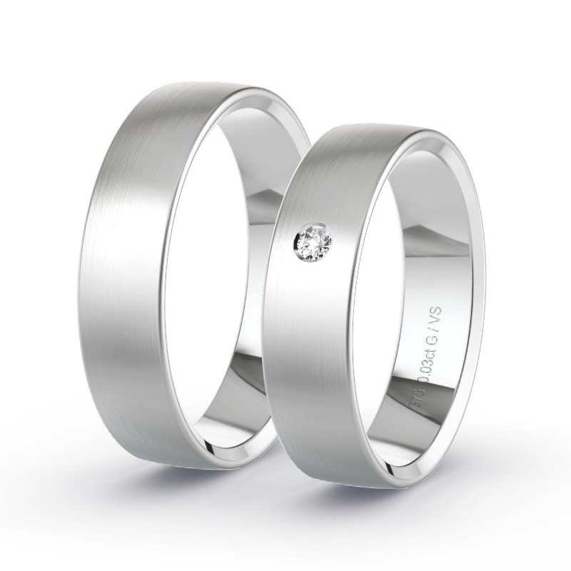 Wedding Rings White Gold - 0.03ct Diamonds - Model N°1104 Wedding Rings White Gold - 0.03ct Diamonds - Model N°1104