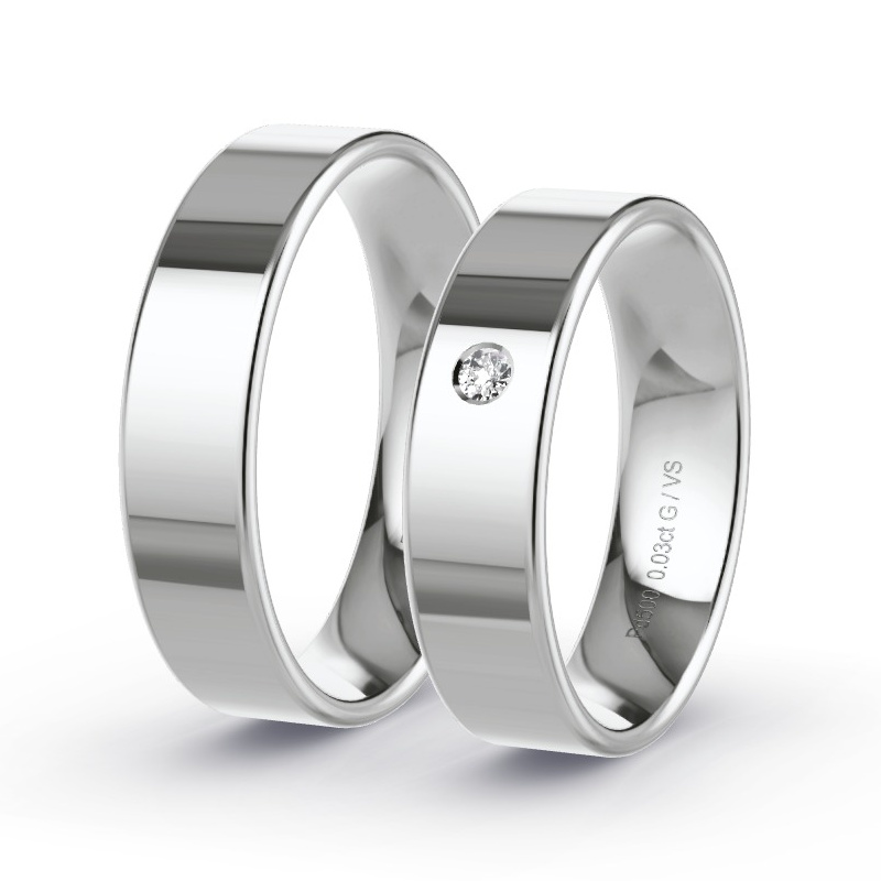 Wedding Rings Palladium - 0.03ct Diamonds - Model N°1105 Wedding Rings Palladium - 0.03ct Diamonds - Model N°1105
