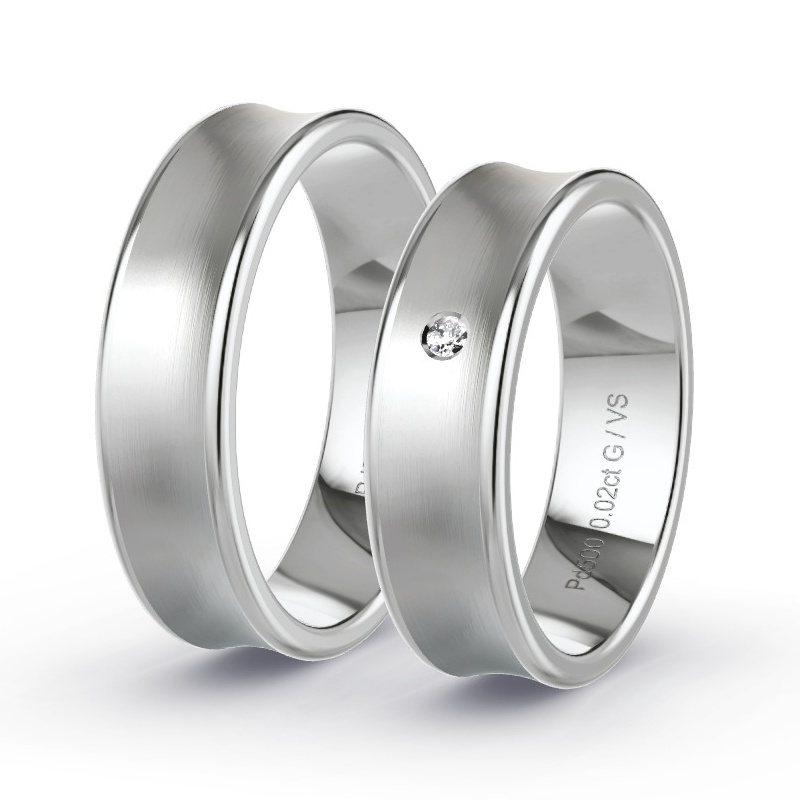 Wedding Rings Palladium - 0.015ct Diamonds - Model N°1107 Wedding Rings Palladium - 0.015ct Diamonds - Model N°1107