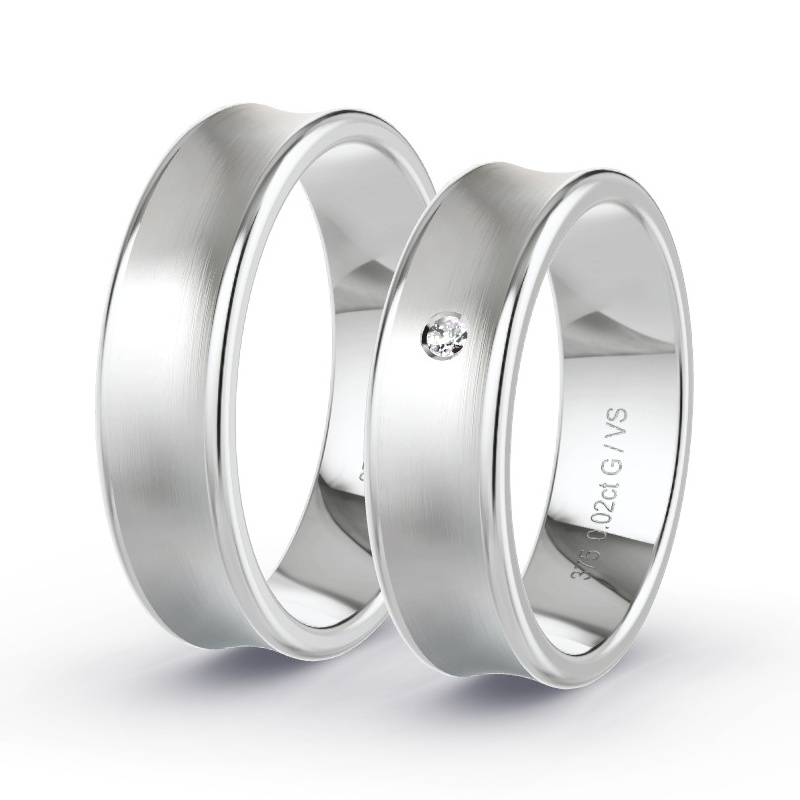 Wedding Rings White Gold - 0.015ct Diamonds - Model N°1107 Wedding Rings White Gold - 0.015ct Diamonds - Model N°1107
