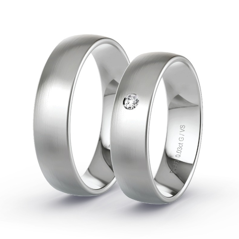 Wedding Rings Palladium - 0.03ct Diamonds - Model N°1108 Wedding Rings Palladium - 0.03ct Diamonds - Model N°1108