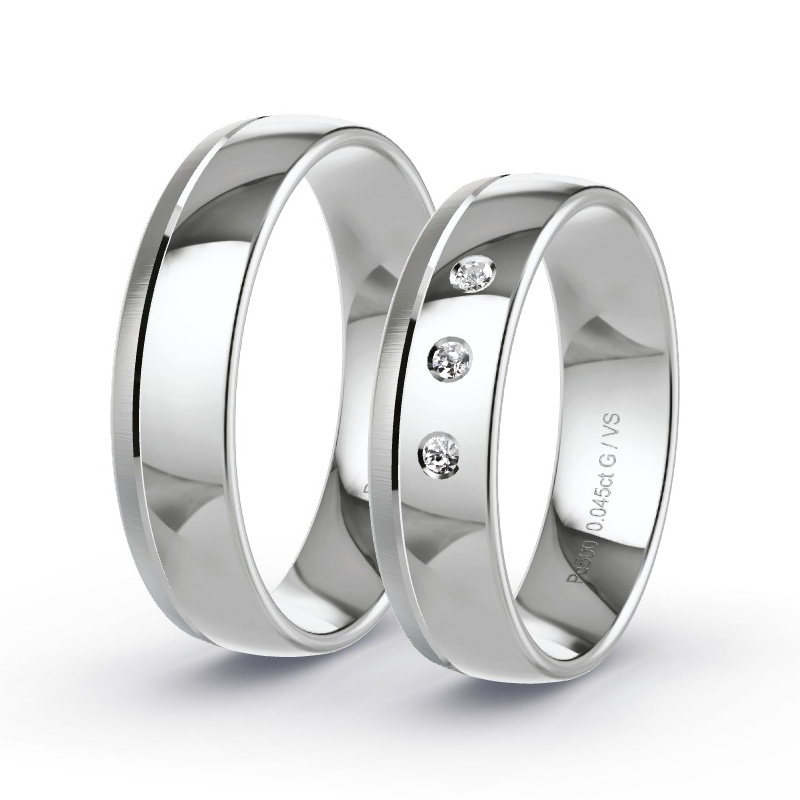 Wedding Rings Palladium - 0.045ct Diamonds - Model N°1109 Wedding Rings Palladium - 0.045ct Diamonds - Model N°1109
