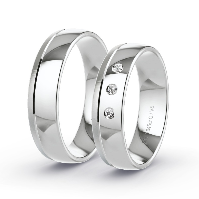 Wedding Rings White Gold - 0.045ct Diamonds - Model N°1109 Wedding Rings White Gold - 0.045ct Diamonds - Model N°1109