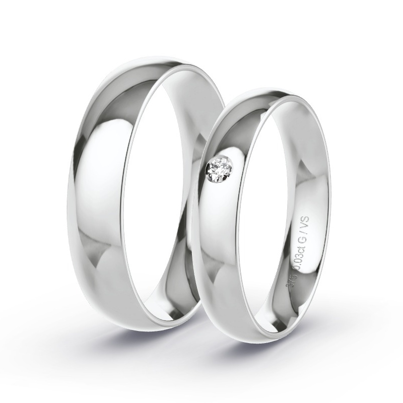 Wedding Rings White Gold - 0.03ct Diamonds - Model N°1110 Wedding Rings White Gold - 0.03ct Diamonds - Model N°1110