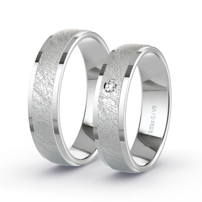Wedding Rings Palladium - 0.03ct Diamonds - Model N°1111 Wedding Rings Palladium - 0.03ct Diamonds - Model N°1111