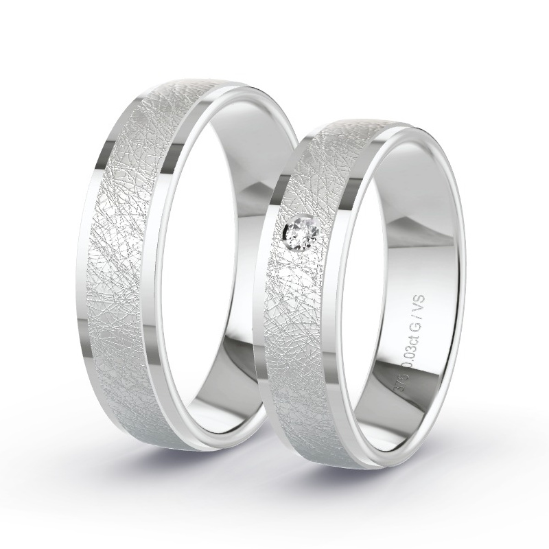 Wedding Rings White Gold - 0.03ct Diamonds - Model N°1111 Wedding Rings White Gold - 0.03ct Diamonds - Model N°1111