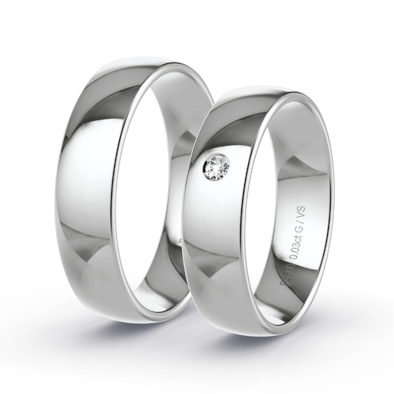 Wedding Rings Palladium - 0.03ct Diamonds - Model N°1112 Wedding Rings Palladium - 0.03ct Diamonds - Model N°1112