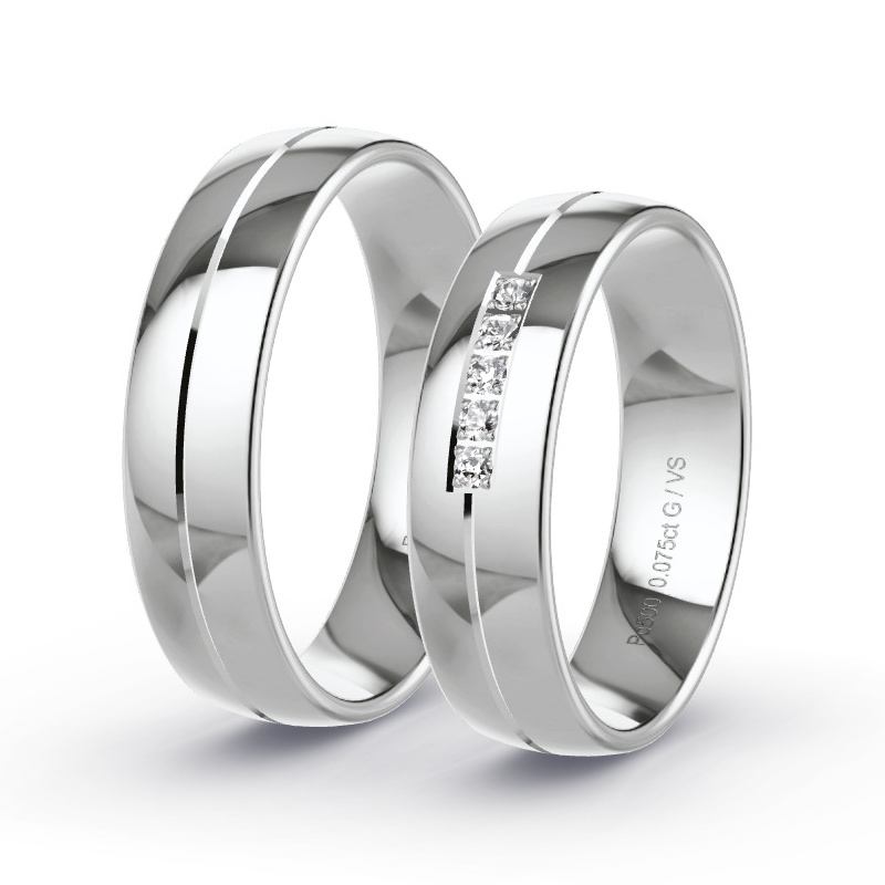 Wedding Rings Palladium - 0.075ct Diamonds - Model N°1201 Wedding Rings Palladium - 0.075ct Diamonds - Model N°1201