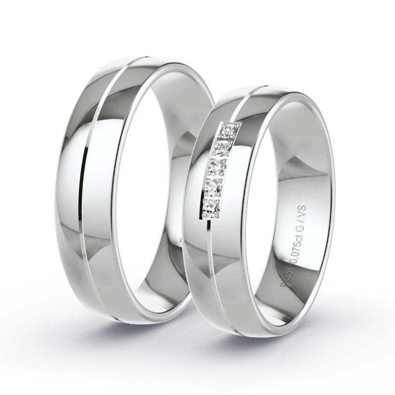 Wedding Rings Platinum content - 0.075ct Diamonds - Model N°1201 Wedding Rings Platinum content - 0.075ct Diamonds - Model N°1201