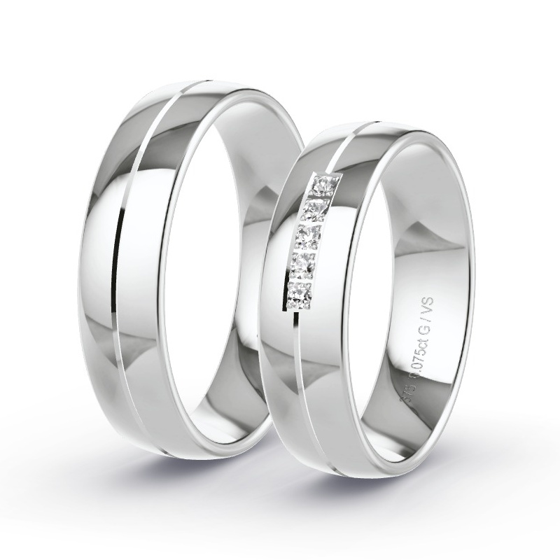 Wedding Rings White Gold - 0.075ct Diamonds - Model N°1201 Wedding Rings White Gold - 0.075ct Diamonds - Model N°1201