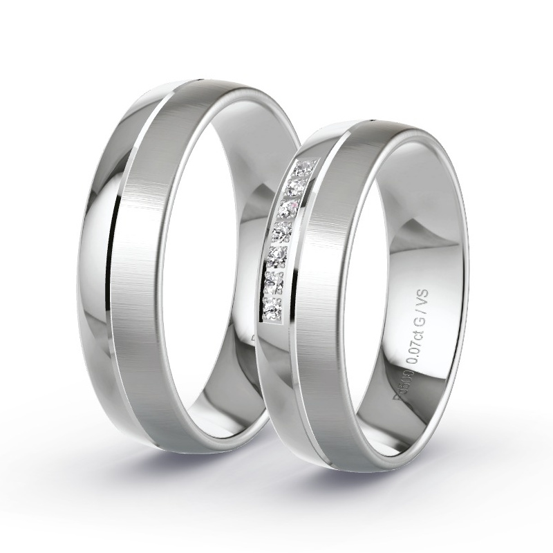 Wedding Rings Palladium - 0.07ct Diamonds - Model N°1202 Wedding Rings Palladium - 0.07ct Diamonds - Model N°1202