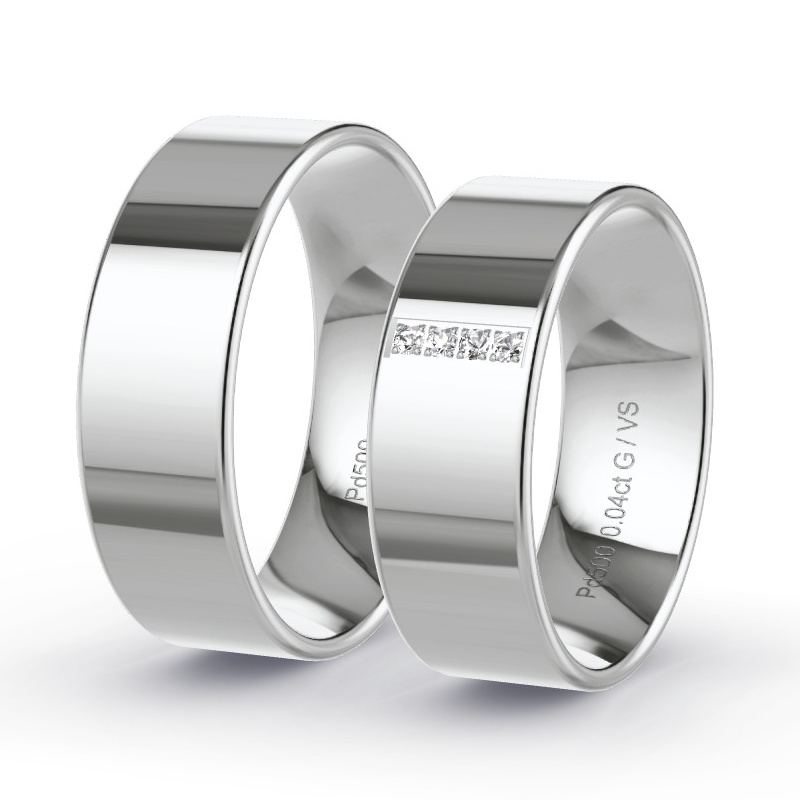 Wedding Rings Palladium - 0.04ct Diamonds - Model N°1203 Wedding Rings Palladium - 0.04ct Diamonds - Model N°1203