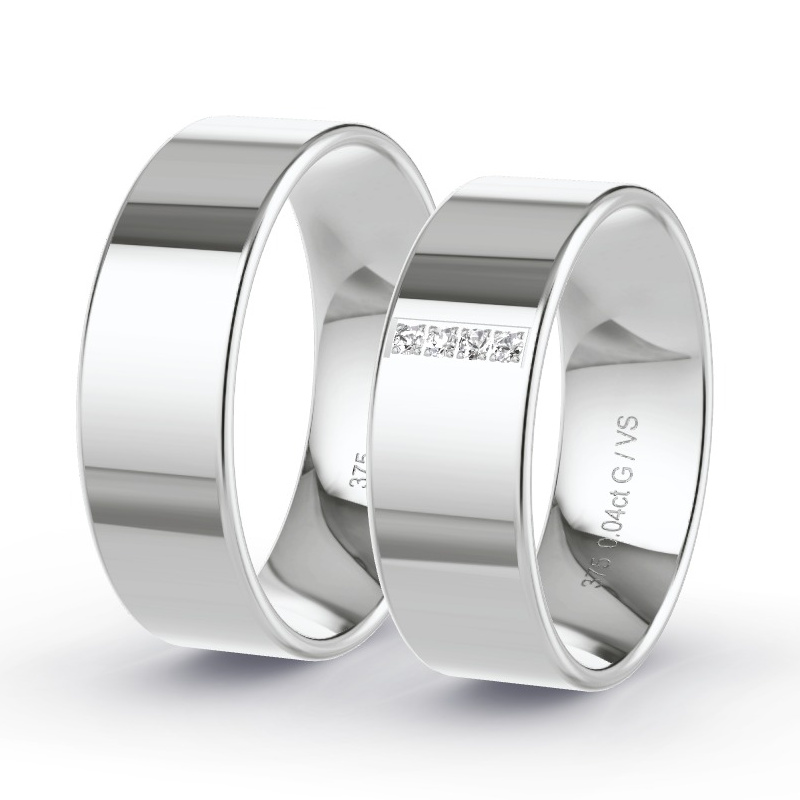 Wedding Rings White Gold - 0.04ct Diamonds - Model N°1203 Wedding Rings White Gold - 0.04ct Diamonds - Model N°1203