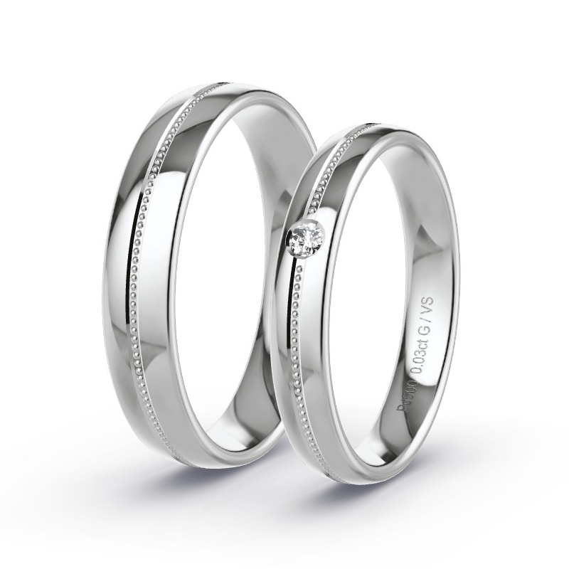 Wedding Rings Palladium - 0.03ct Diamonds - Model N°1204 Wedding Rings Palladium - 0.03ct Diamonds - Model N°1204