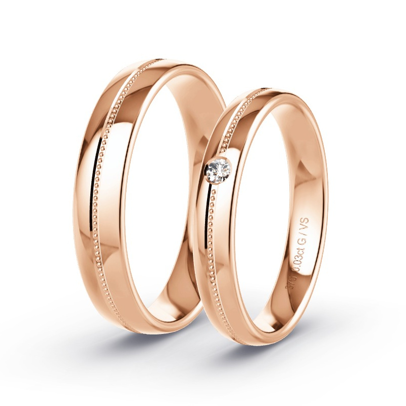 Wedding Rings Rose Gold - 0.03ct Diamonds - Model N°1204 Wedding Rings Rose Gold - 0.03ct Diamonds - Model N°1204