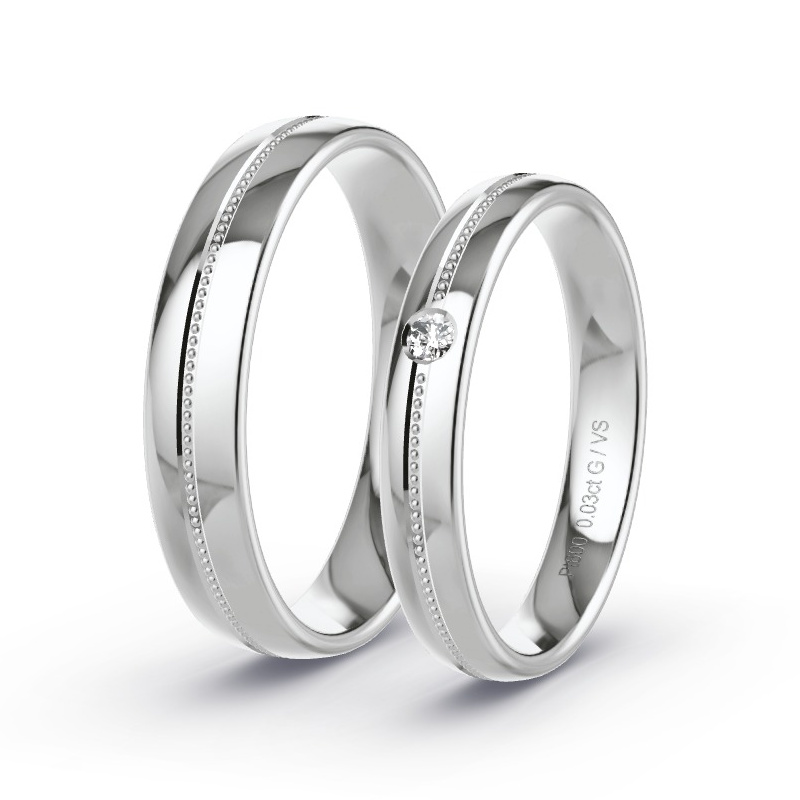 Wedding Rings Platinum content - 0.03ct Diamonds - Model N°1204 Wedding Rings Platinum content - 0.03ct Diamonds - Model N°1204