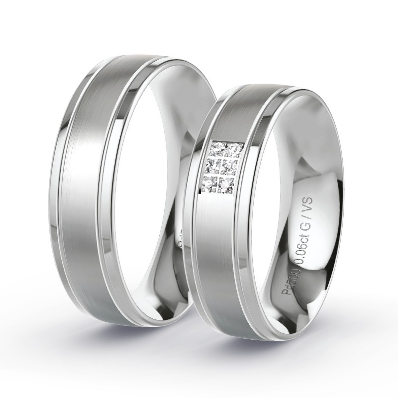 Wedding Rings Palladium - 0.06ct Diamonds - Model N°1205 Wedding Rings Palladium - 0.06ct Diamonds - Model N°1205