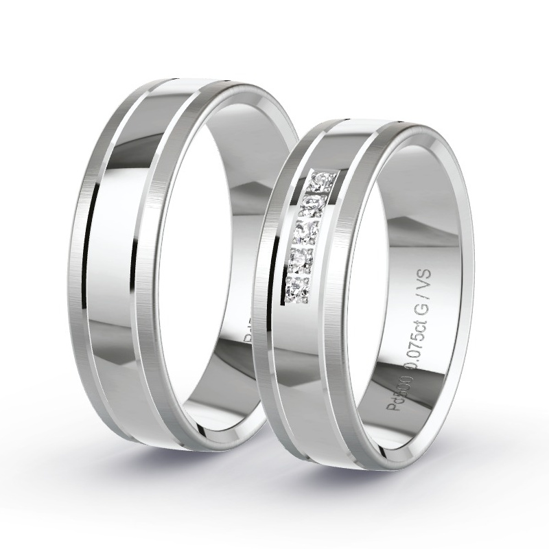 Wedding Rings Palladium - 0.075ct Diamonds - Model N°1206 Wedding Rings Palladium - 0.075ct Diamonds - Model N°1206