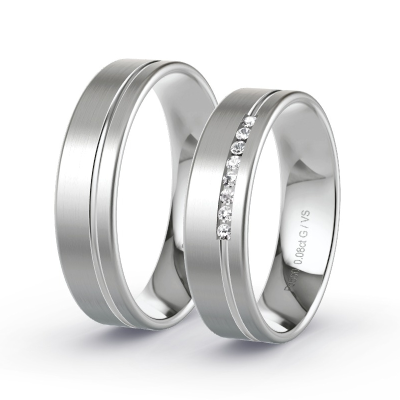 Wedding Rings Palladium - 0.08ct Diamonds - Model N°1207 Wedding Rings Palladium - 0.08ct Diamonds - Model N°1207