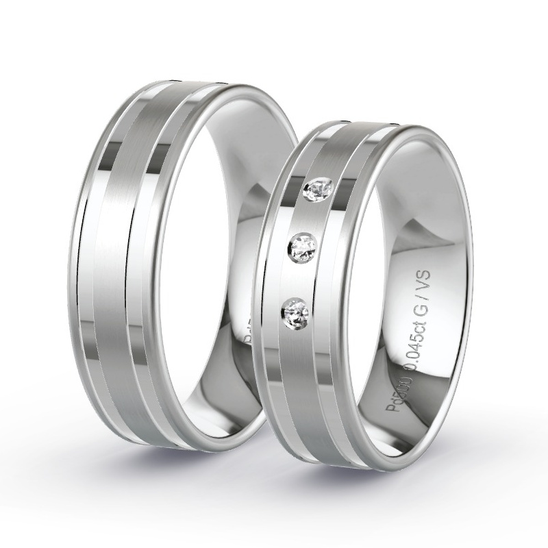 Wedding Rings Palladium - 0.045ct Diamonds - Model N°1208 Wedding Rings Palladium - 0.045ct Diamonds - Model N°1208