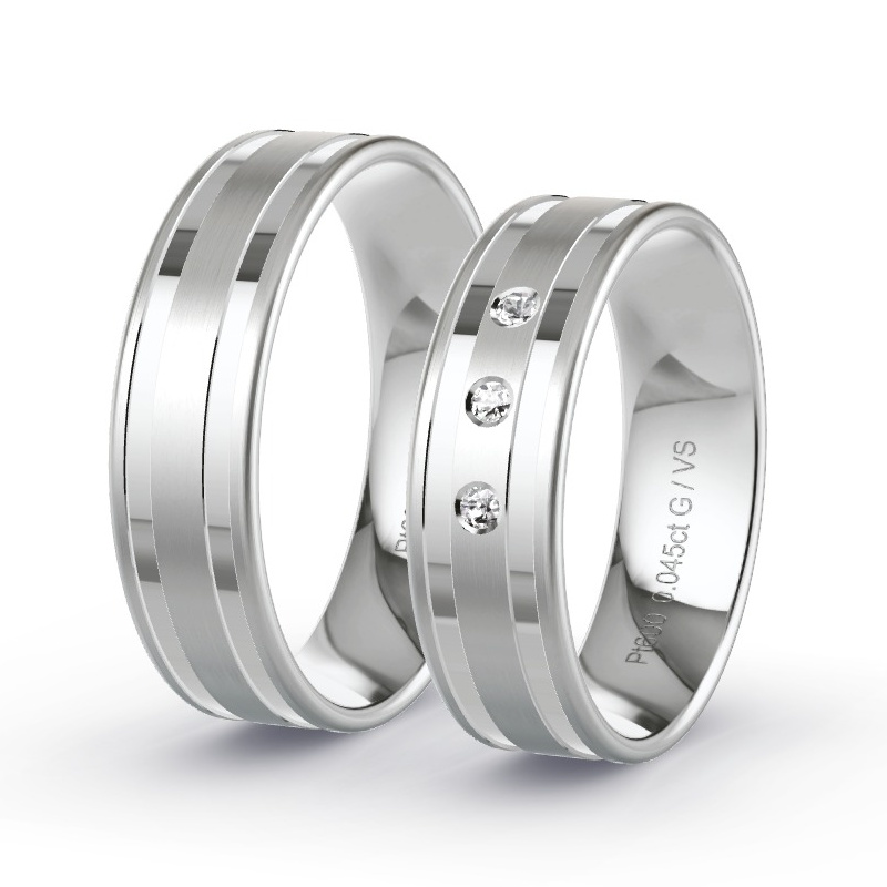 Wedding Rings Platinum content - 0.045ct Diamonds - Model N°1208 Wedding Rings Platinum content - 0.045ct Diamonds - Model N°1208
