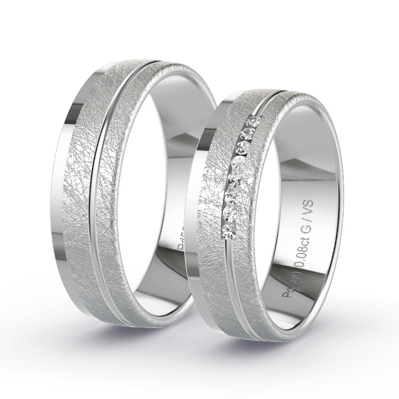 Wedding Rings Palladium - 0.08ct Diamonds - Model N°1209 Wedding Rings Palladium - 0.08ct Diamonds - Model N°1209