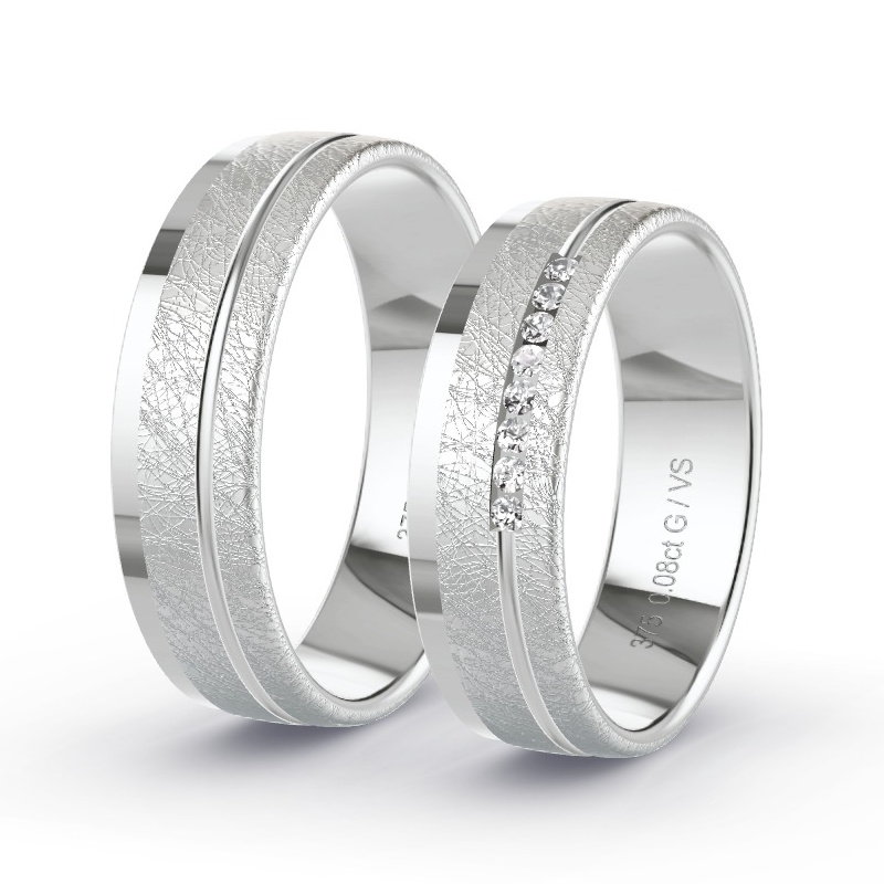 Wedding Rings White Gold - 0.08ct Diamonds - Model N°1209 Wedding Rings White Gold - 0.08ct Diamonds - Model N°1209