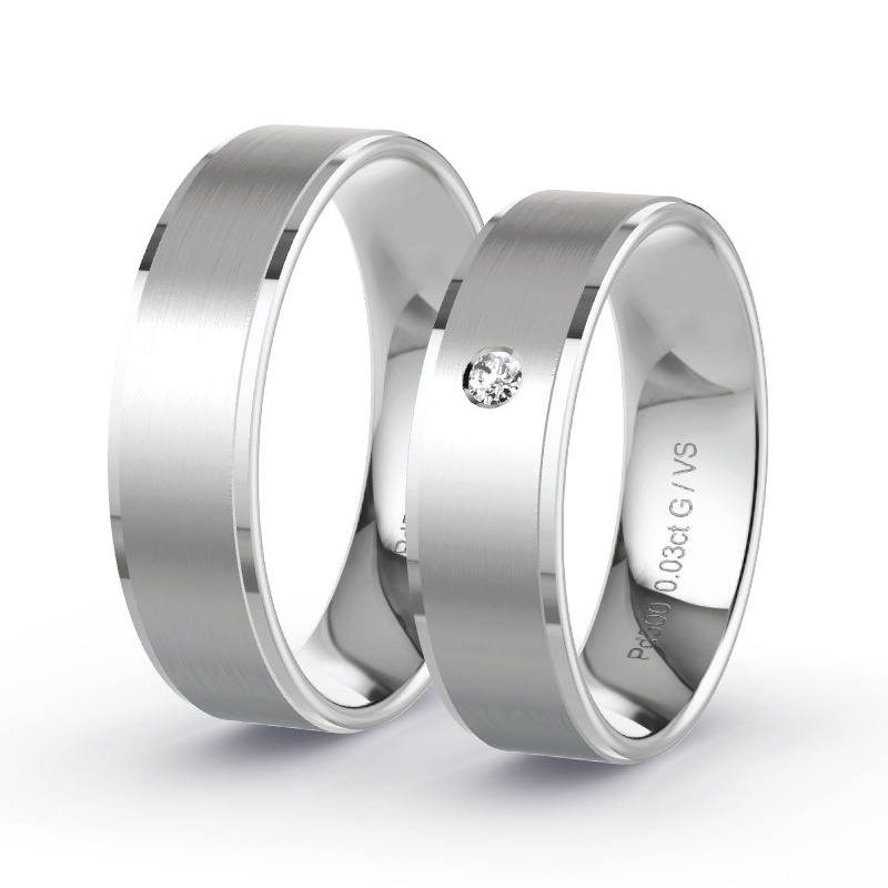 Wedding Rings Palladium - 0.03ct Diamonds - Model N°1210 Wedding Rings Palladium - 0.03ct Diamonds - Model N°1210
