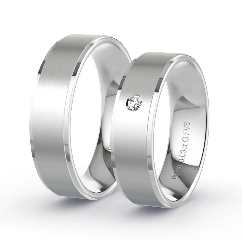 Wedding Rings Platinum content - 0.03ct Diamonds - Model N°1210 Wedding Rings Platinum content - 0.03ct Diamonds - Model N°1210