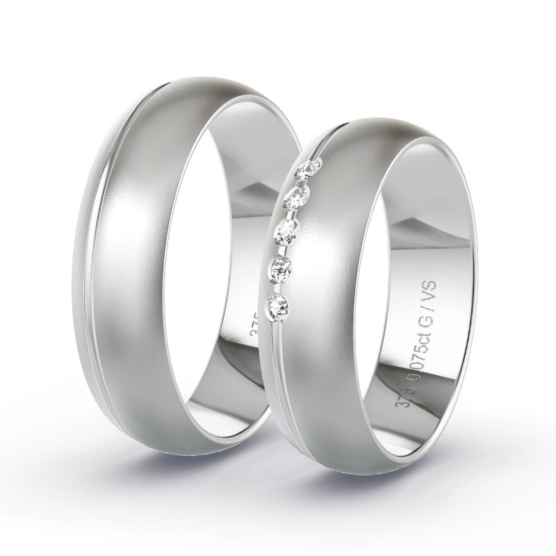 Wedding Rings White Gold - 0.075ct Diamonds - Model N°1211 Wedding Rings White Gold - 0.075ct Diamonds - Model N°1211