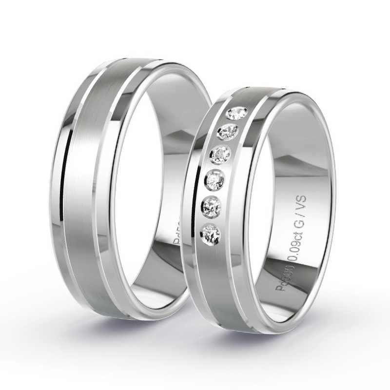 Wedding Rings Palladium - 0.09ct Diamonds - Model N°1301 Wedding Rings Palladium - 0.09ct Diamonds - Model N°1301